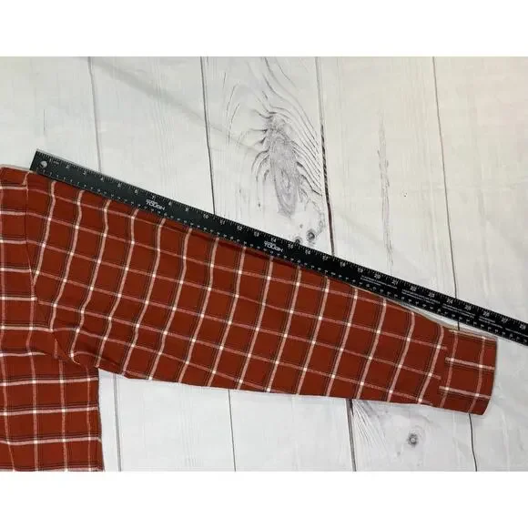 Wrangler Men’s Lightweight Flannel Shirt Orange Plaid Work Shirt Size XL - Picture 7 of 7